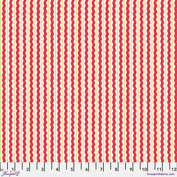 rid rick rack stripe with thin green lines in between
