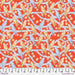 Pattern of colorful birds on a red background with a ruler at the bottom.