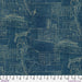 Vintage blueprint pattern with a ruler at the bottom, featuring geometric shapes and text.