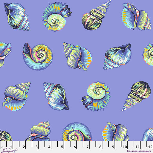 Colorful shell pattern on a purple background