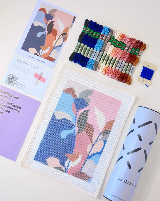 Unwind Studios Needlepoint Kit -Pink Foliage by Eloise Renouf