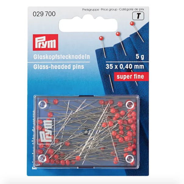 Prym Super Fine Glass-headed Pins - 35mm x 0.4mm