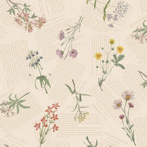Marcus Fabrics Botanical Journal - Floral Sprigs in Tan
