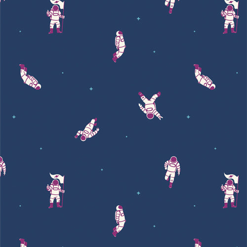 Pattern of astronauts on a blue background with stars