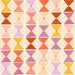 Pattern of colorful hourglass shapes on a beige background