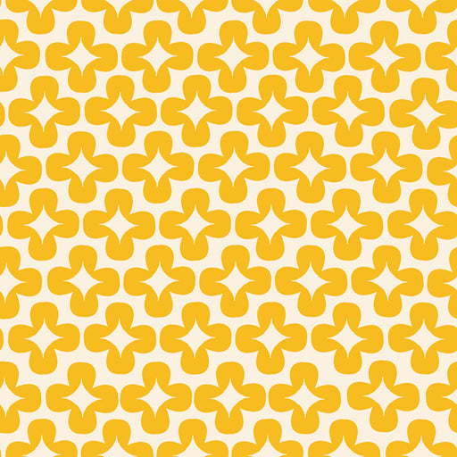 Pattern of yellow star shapes on a white background