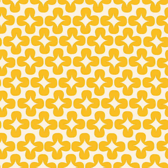 Pattern of yellow star shapes on a white background