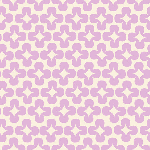 Pattern of purple flowers on a light pink background