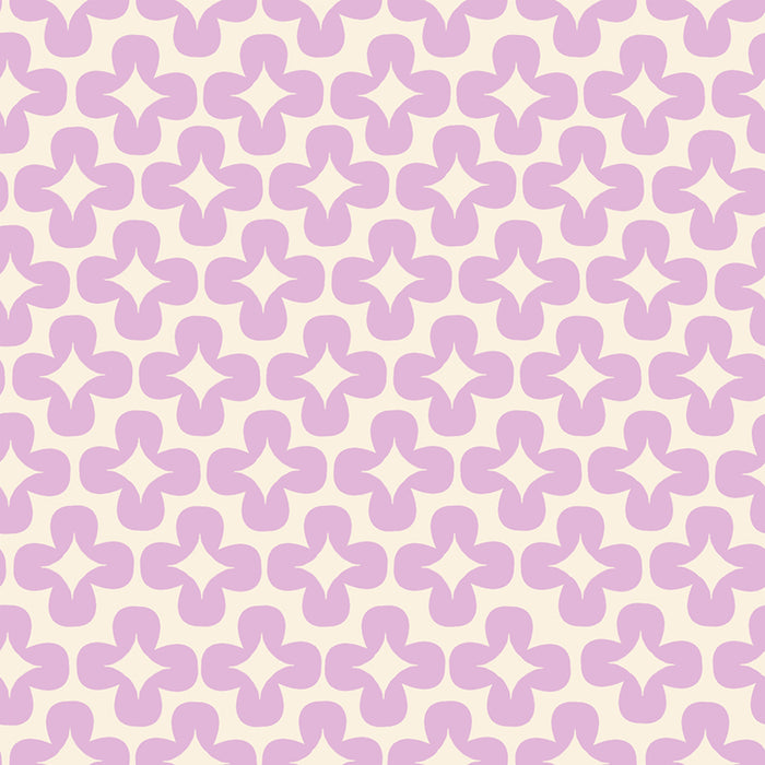 Pattern of purple flowers on a light pink background