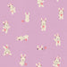 Pattern of cartoon bunnies with headphones on a purple background