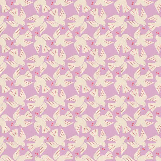 white doves on a purple background