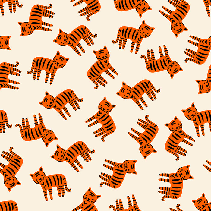 cartoon orange cats on a cream background
