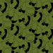 Pattern of black shapes on an olive green background