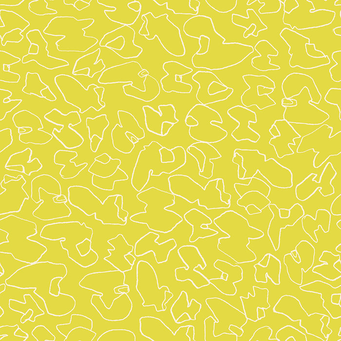 White abstract shapes on a yellow background