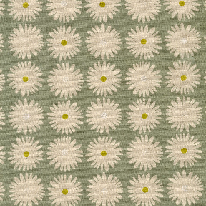 Robert Kaufman Cotton/Flax Prints - Daisies in Grey