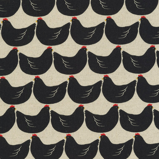 Robert Kaufman Cotton/Flax Prints - Chickens in Natural