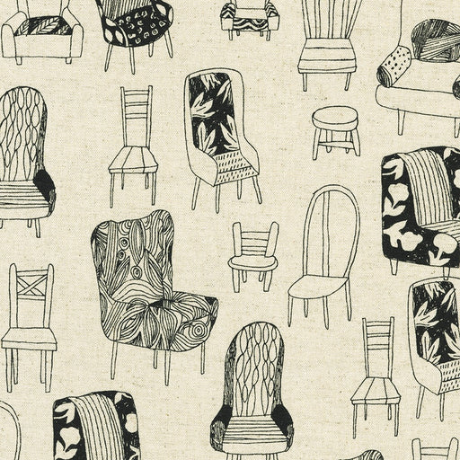 Robert Kaufman Cotton/Flax Prints - Chairs in Natural