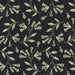 Floral pattern with white flowers and leaves on a black background