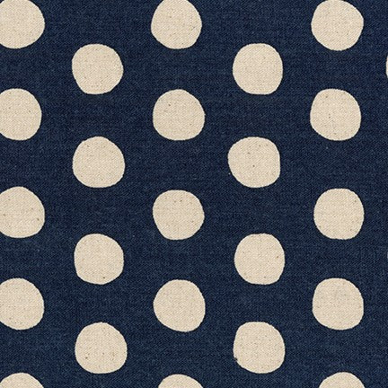 Sevenberry Canvas - Cotton Flax Canvas - Natural Dot on Navy
