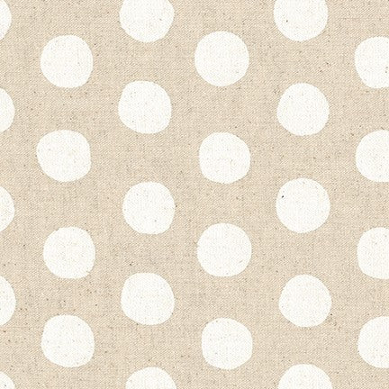 Robert Kaufman Cotton/Flax Prints - Canvas Dots White on Natural
