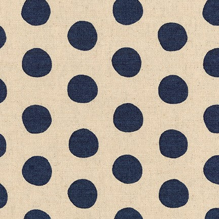 Sevenberry Canvas - Cotton Flax Canvas - Navy Dot on Natural