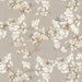 Floral pattern with white flowers and green leaves on a beige background