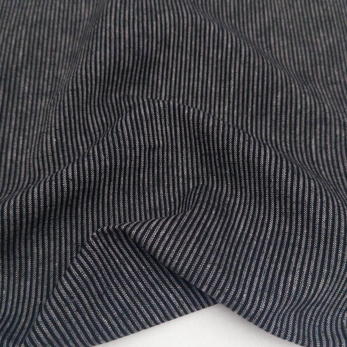 Sonoma Linen/Cotton Yarn Dyed Blend in Black fine stripe