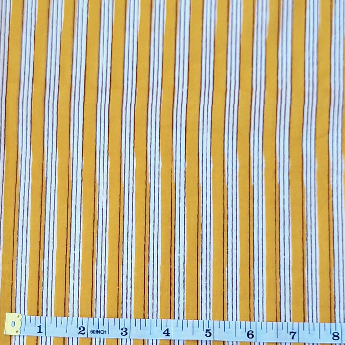 Indian Cotton 2025 - Jaipur Screen Printed Cotton Cambric - Yellow Stripe
