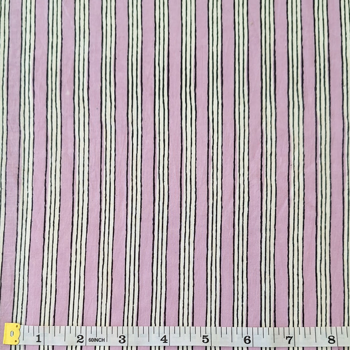 Indian Cotton 2025 - Jaipur Screen Printed Cotton Cambric - Lilac Stripe