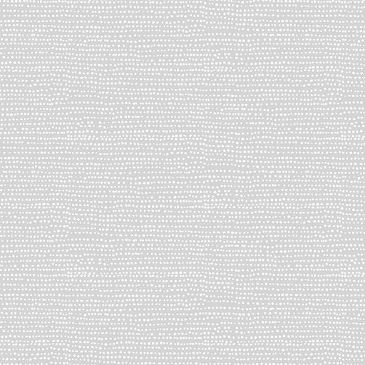 close up of fabric with lines of small pale white dots on a light grey background