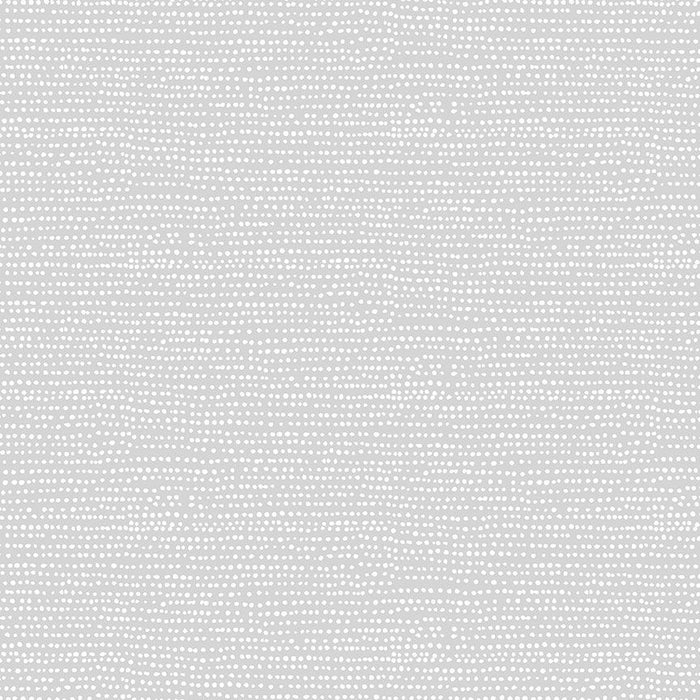 close up of fabric with lines of small pale white dots on a light grey background