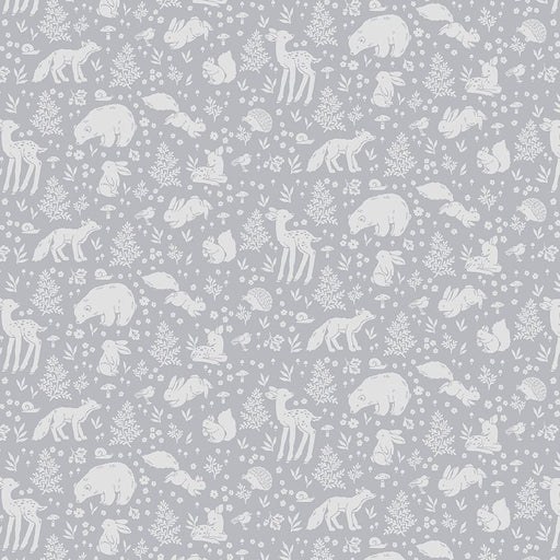 detail of small white forest animals on grey background