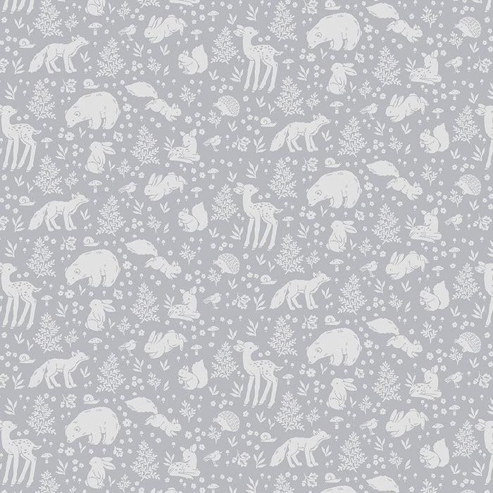 detail of small white forest animals on grey background