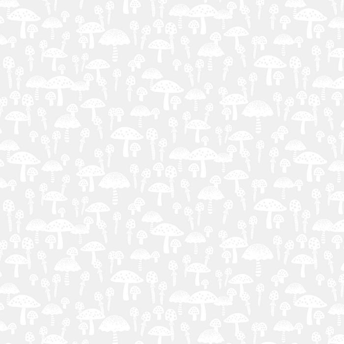 White mushroom pattern on a white background