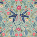 Pattern with birds, flowers, and rabbits on a blue background