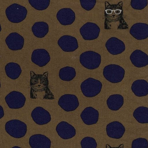 Kokka Canvas - Nekonoe by Echino - Little Cat in Brown