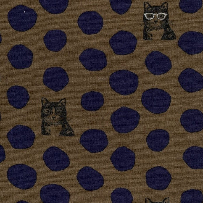 Kokka Canvas - Nekonoe by Echino - Little Cat in Brown