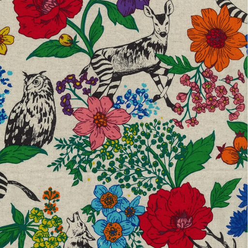 Kokka Cotton/Linen Canvas - Wonder by Echino - Multi on Natural