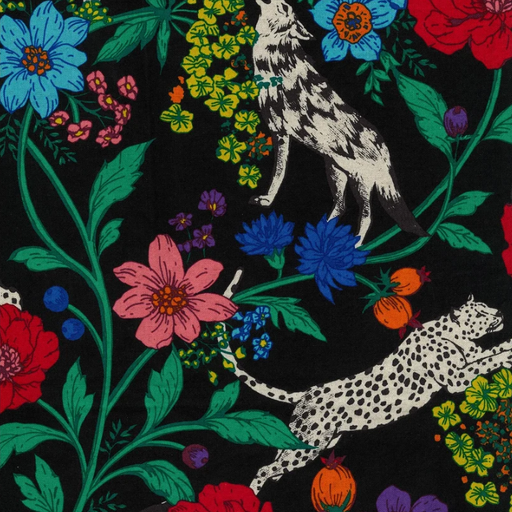 Kokka Cotton/Linen Canvas - Wonder by Echino - Multi on Black