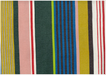 multi coloured stripes of varying widths - bright colours.