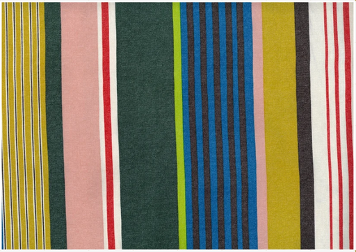 multi coloured stripes of varying widths - bright colours.