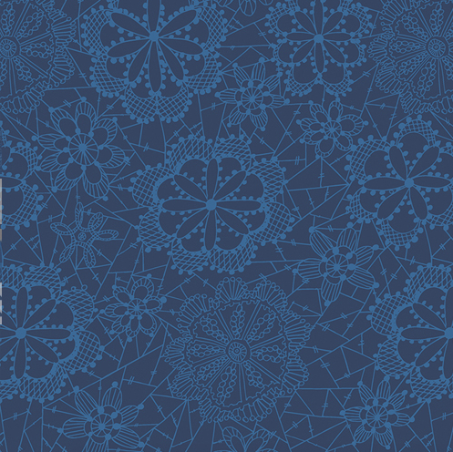 Art Gallery Fabrics - True Blue by Maureen Cracknell - Lace in Bloom in Celestial