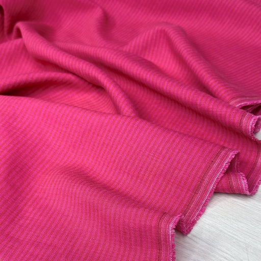 Utopia Linen/Cotton Blend - Yarn Dyed Stripe with Washed Finish in Cerise