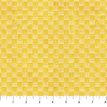 Yellow fabric with a checkered pattern on a white background