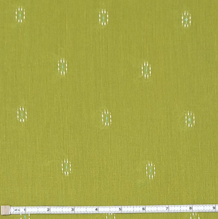 Indian Cotton 2025 - Jaipur Cotton Wovens with Motif - White Motif on Lime