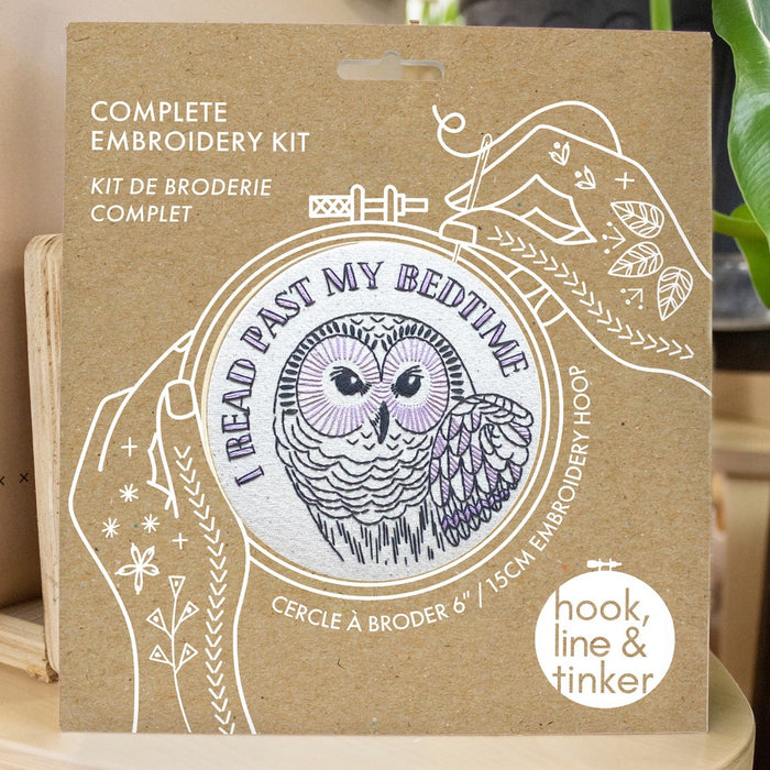 Hook Line & Tinker Embroidery Kit - I Read Past My Bedtime