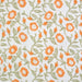 Pattern of orange flowers with green leaves on a light blue background