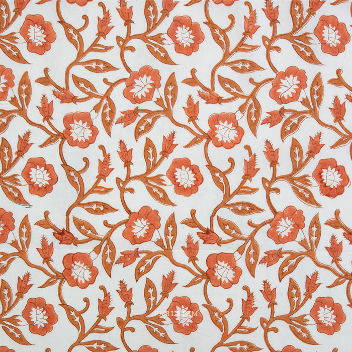 Fableism - Indian Block Prints: Cottage - Floral Vine in Sienna