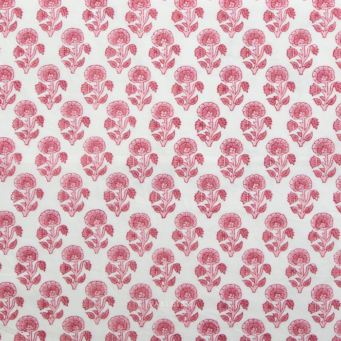 Fableism - Indian Block Prints: Cottage - Floral Stem in PInk