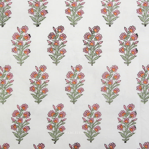 Pattern of stylized floral designs on a white background